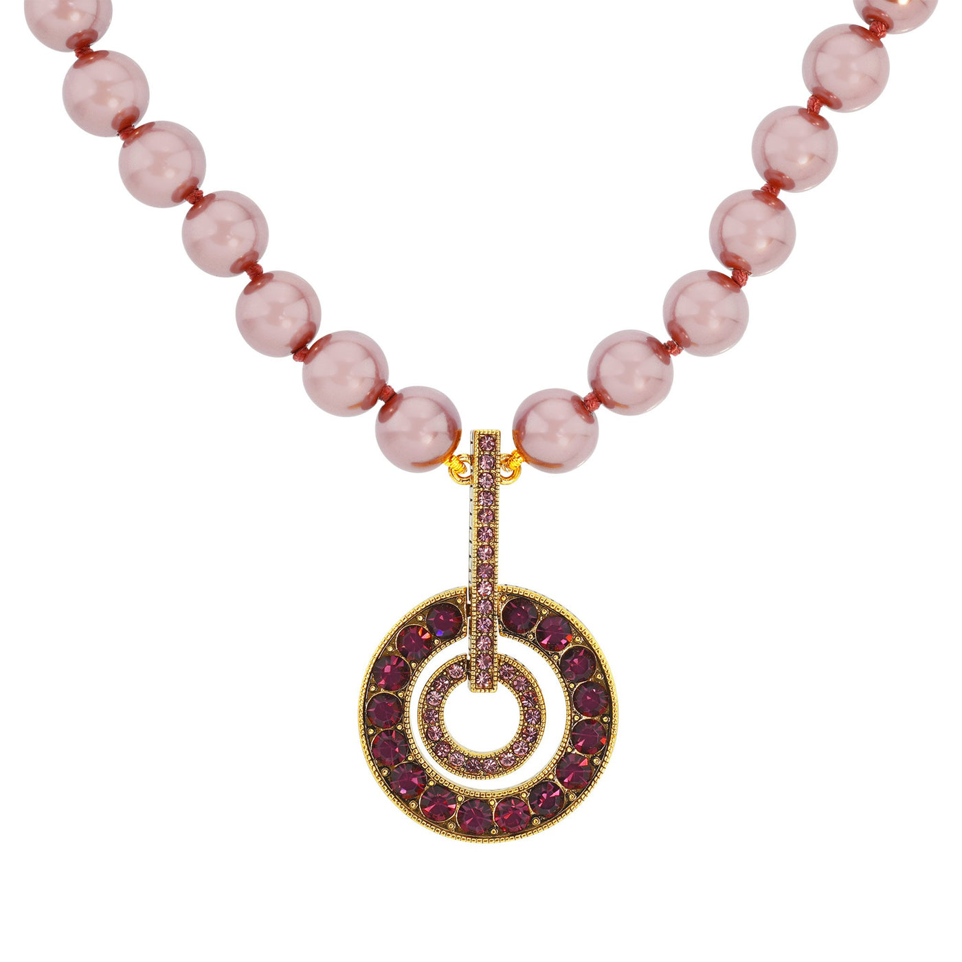 HEIDI DAUS® "Double Circle" Crystal and Pearl Pendant Necklace - Heidi Daus®