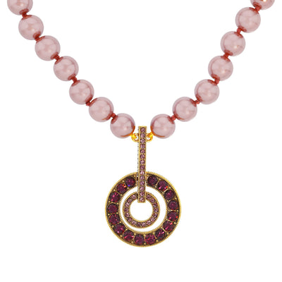 HEIDI DAUS® "Double Circle" Crystal and Pearl Pendant Necklace - Heidi Daus®