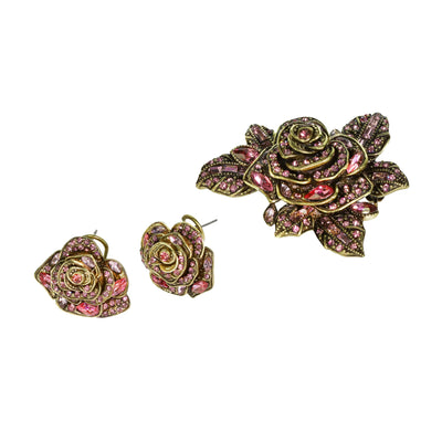"Showered With Flowers" Crystal Pin & Earring Set - Heidi Daus®