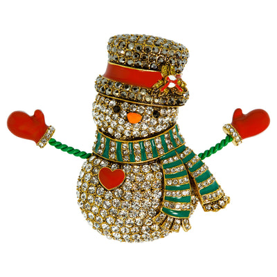 HEIDI DAUS®"I Heart Snow" Crystal and Enamel Snowman Pin - Heidi Daus®