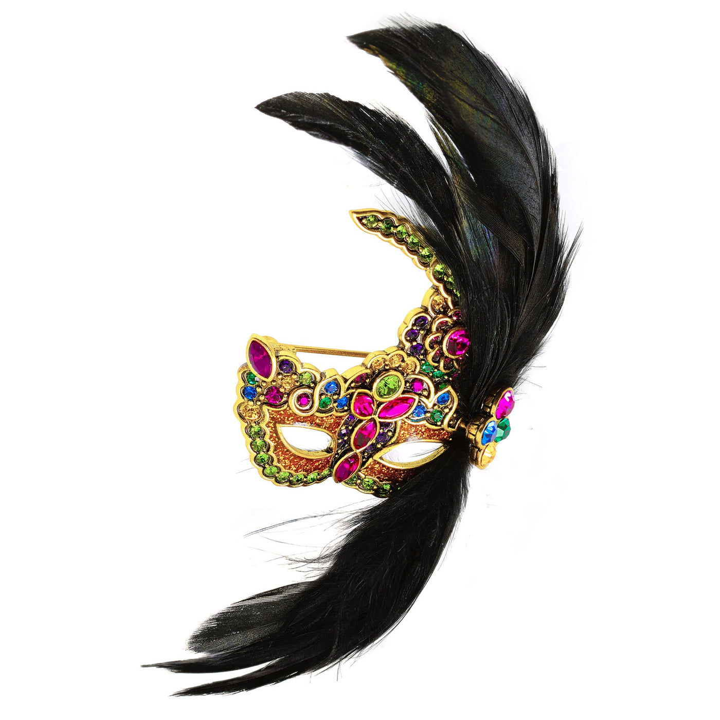 HEIDI DAUSÂ® "Masquerade Ball" Crystal Feather & Masque Gala Pin - Heidi Daus®