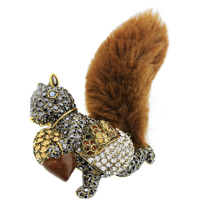 "Harvest Delivery" Crystal Enamel Squirrel Pin - Heidi Daus®