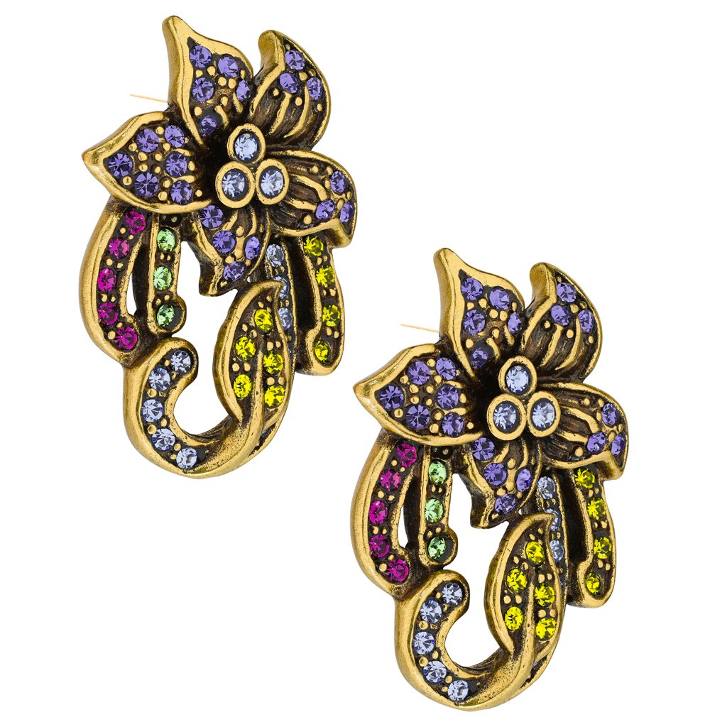 "Perennial Favorite" Crystal Floral Button Earring - Heidi Daus®