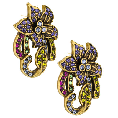 "Perennial Favorite" Crystal Floral Button Earring - Heidi Daus®
