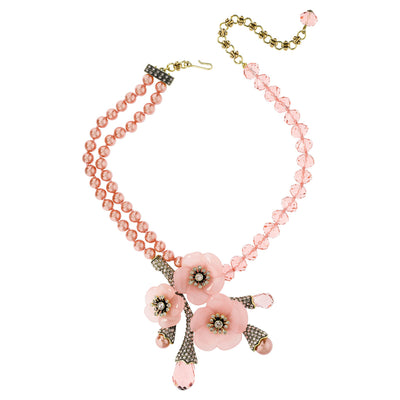 "Cherries Jubilee" Resin Beaded Crystal Floral Necklace - Heidi Daus®