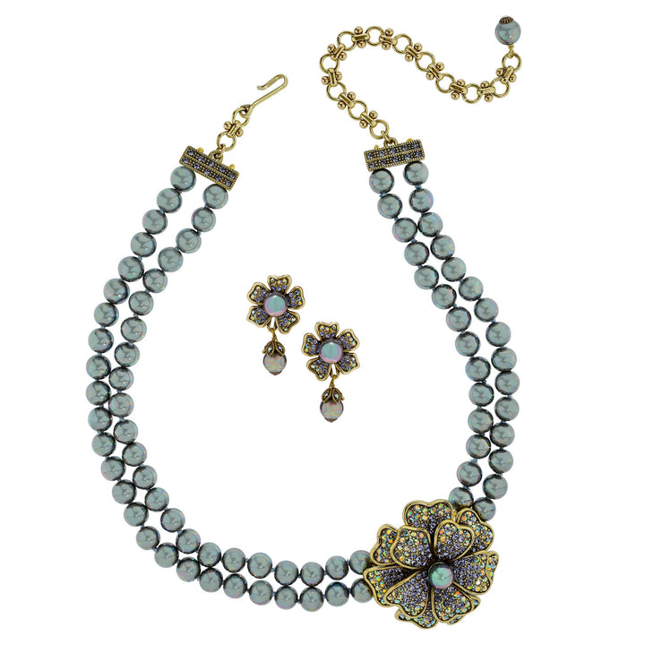 HEIDI DAUS® "Floral" Crystal & Pearl Earring & Necklace Set - Heidi Daus®